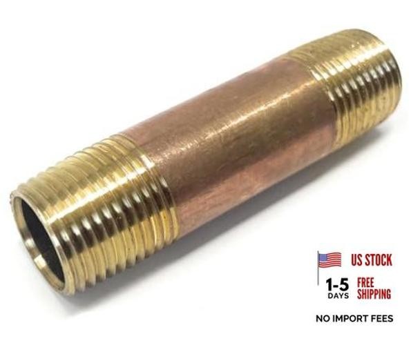Brass Long Nipple 1/2" X 1/2", 3" Length, Male NPT Pipe Fitting () 1 Count