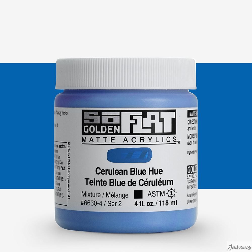 Golden SoFlat Matte Acrylic Paint 118ml Cerulean Blue Hue For Fine Art