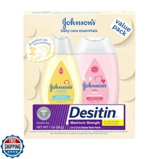 Johnson's Baby Care Essentials Gift Set, Body Lotion, and Zinc Oxide Diaper R