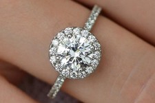1.80Ct Round Cut Moissanite Women's Halo Style Wedding Ring 14K White Gold FN