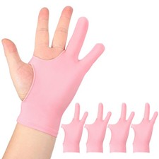 4pcs Artist Drawing Glove S Size Two Finger Graphics Painting Glove Pink