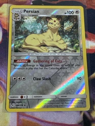 Persian 148/214 Rare Unbroken Bonds Pokemon Reverse Holo NM