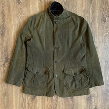 Barbour Lutz Wax Jacket Mens Large Olive Green Country Sports Bond Skyfall Coat