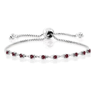 0.90 Ct Round Red Rhodolite Garnet 925 Sterling Silver Bracelet