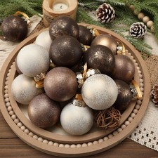 24 Pcs Neutral Textured Christmas Ball Ornaments 2.36'' Vintage Christmas Tre...