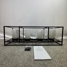 Lámpara de araña y centro de mesa PartyLite de colección de metal negro 4 candelabros de vidrio esmerilado