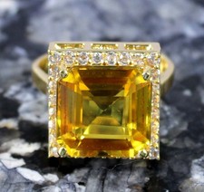 Gelbe Saphir 12.89 Karat / 12 MM Natürlich Oktagon Schliff Edelstein