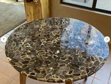 Mesa de mármol de 2' centro de café esquina incrustación ágata decoración hogar antiguo k48