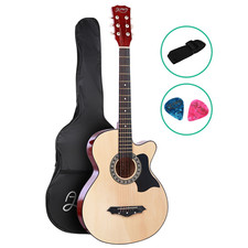 Alpha 38 Inch Acoustic Guitar Wooden Body Steel String Full Size Cutaway Wood Au