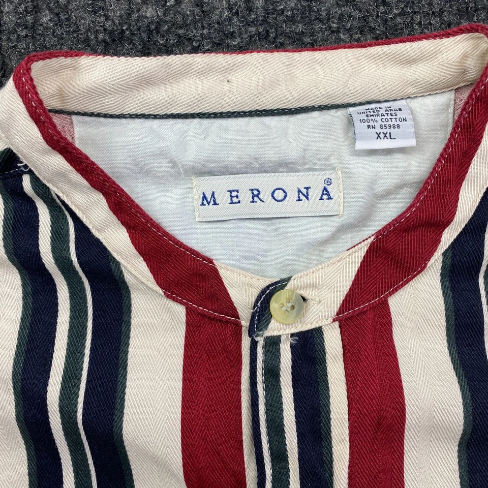 Camisa vintage Merona manga larga abotonada a rayas XXL roja azul beige occidental Foto 2 de 4