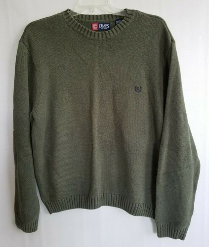 Chaps Sweater Olive Green Crew Neck 