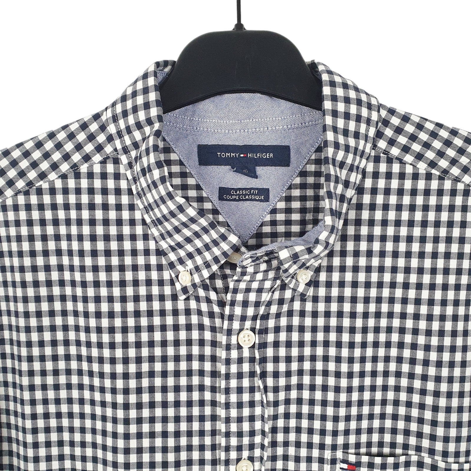 TOMMY HILFIGER White Gingham Shirt Long Sleeve Casual Mens L image 2