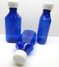 25 LOT Cobalt Blue Medicine Plastic Bottles/Caps Large 12 OZ Size Medical Grade