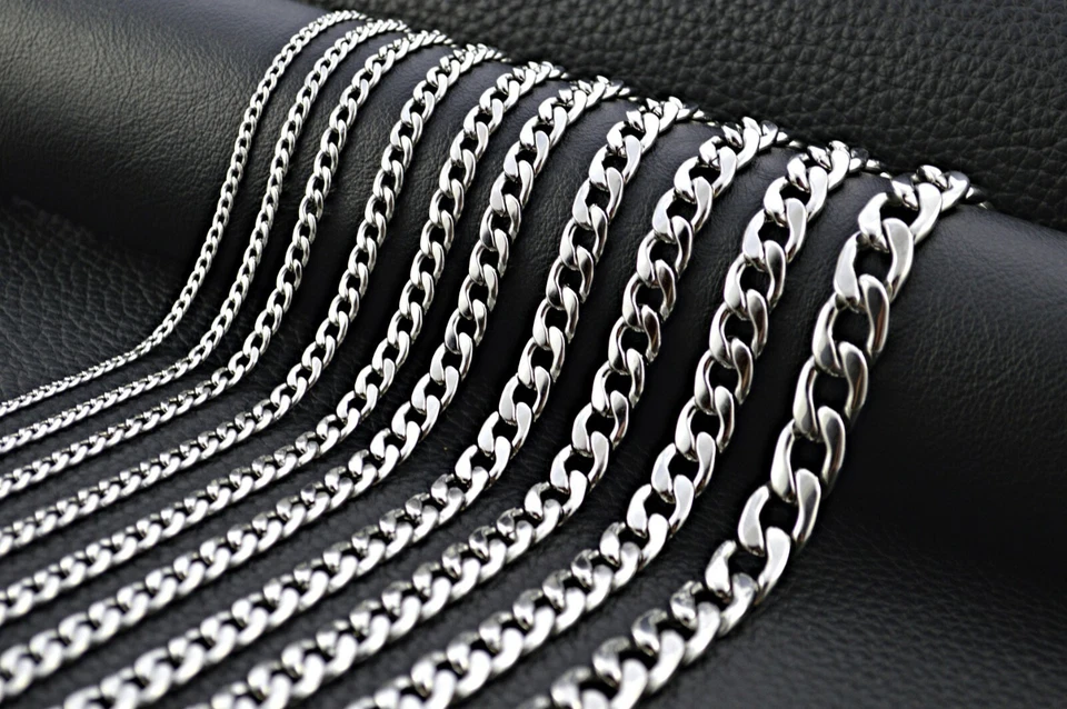 Edelstahlkette Panzerkette Halskette Armband Silber Herren Damen Modeschmuck