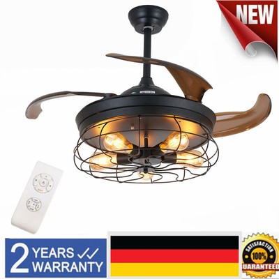 Deckenventilator mit Licht und Fernbedienung 4 Blatt Decken Ventilator