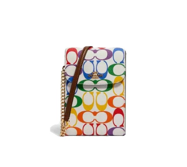 Coach Pride Rachel Phone Crossbody Rainbow Signature Canvas Leather