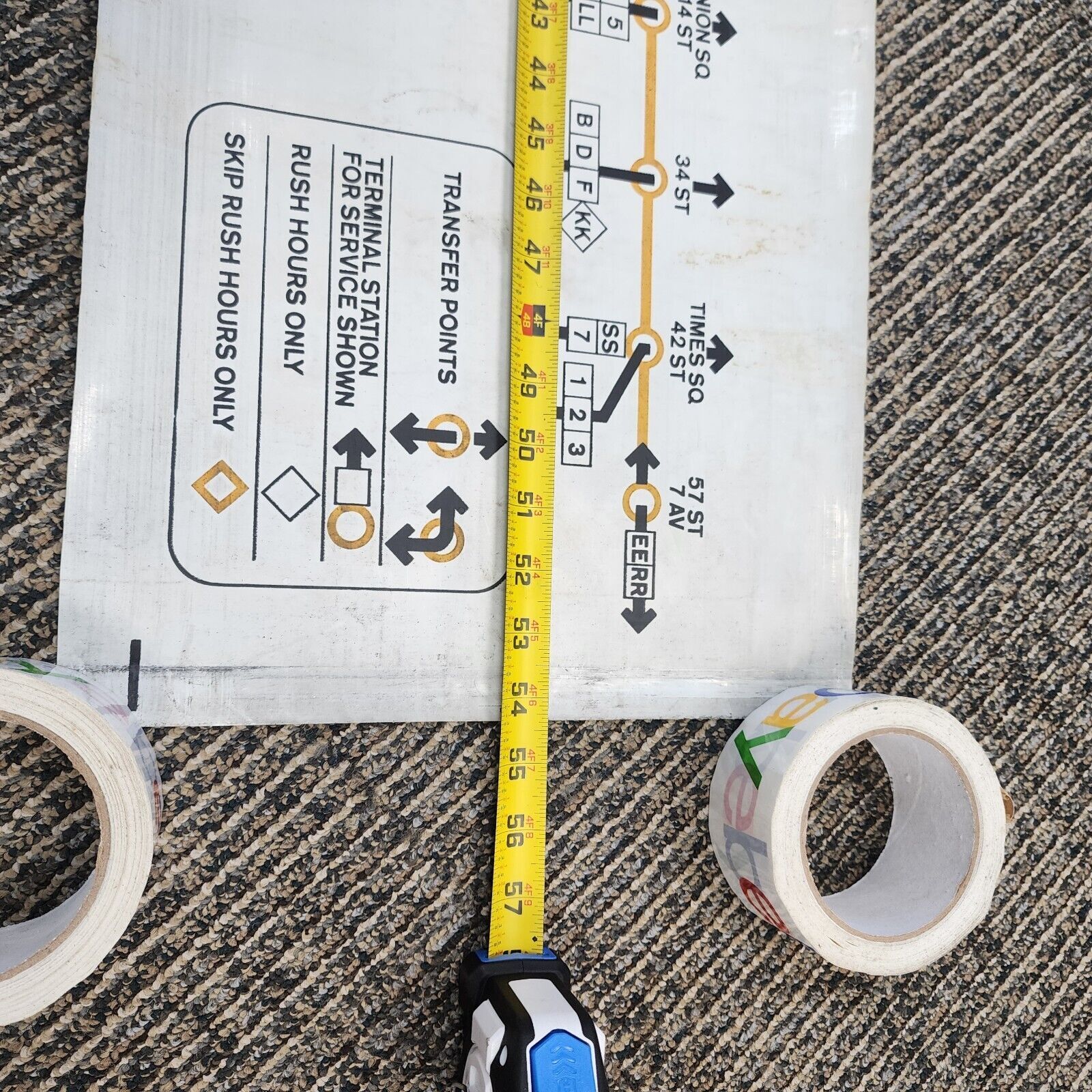 Vintage New York City Bus Subway Roll Sign Map Coney Island N Line Transit Art