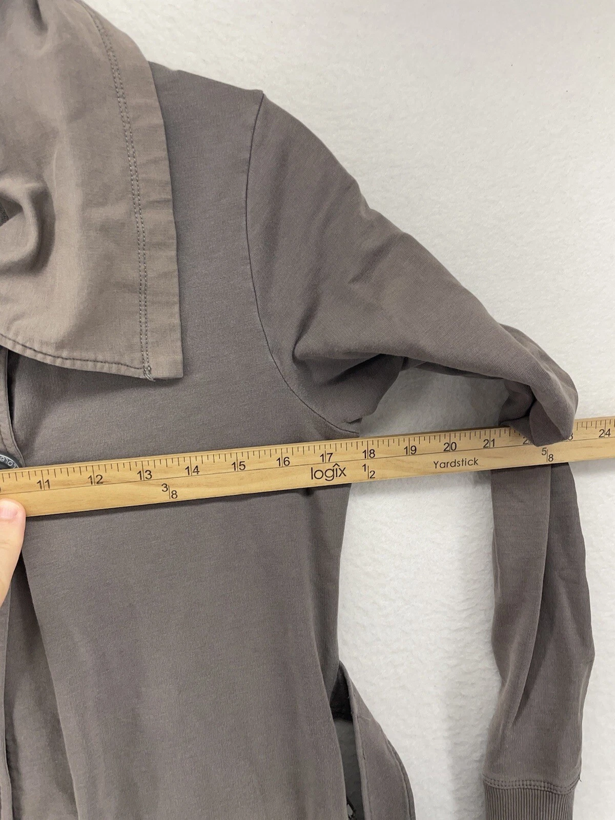 lole organic cotton blend belted thumb holes jacket