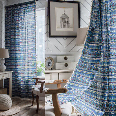 Ethnic Boho Curtains Curtain Flower Window Treatment Drapes Living Room Bedroom