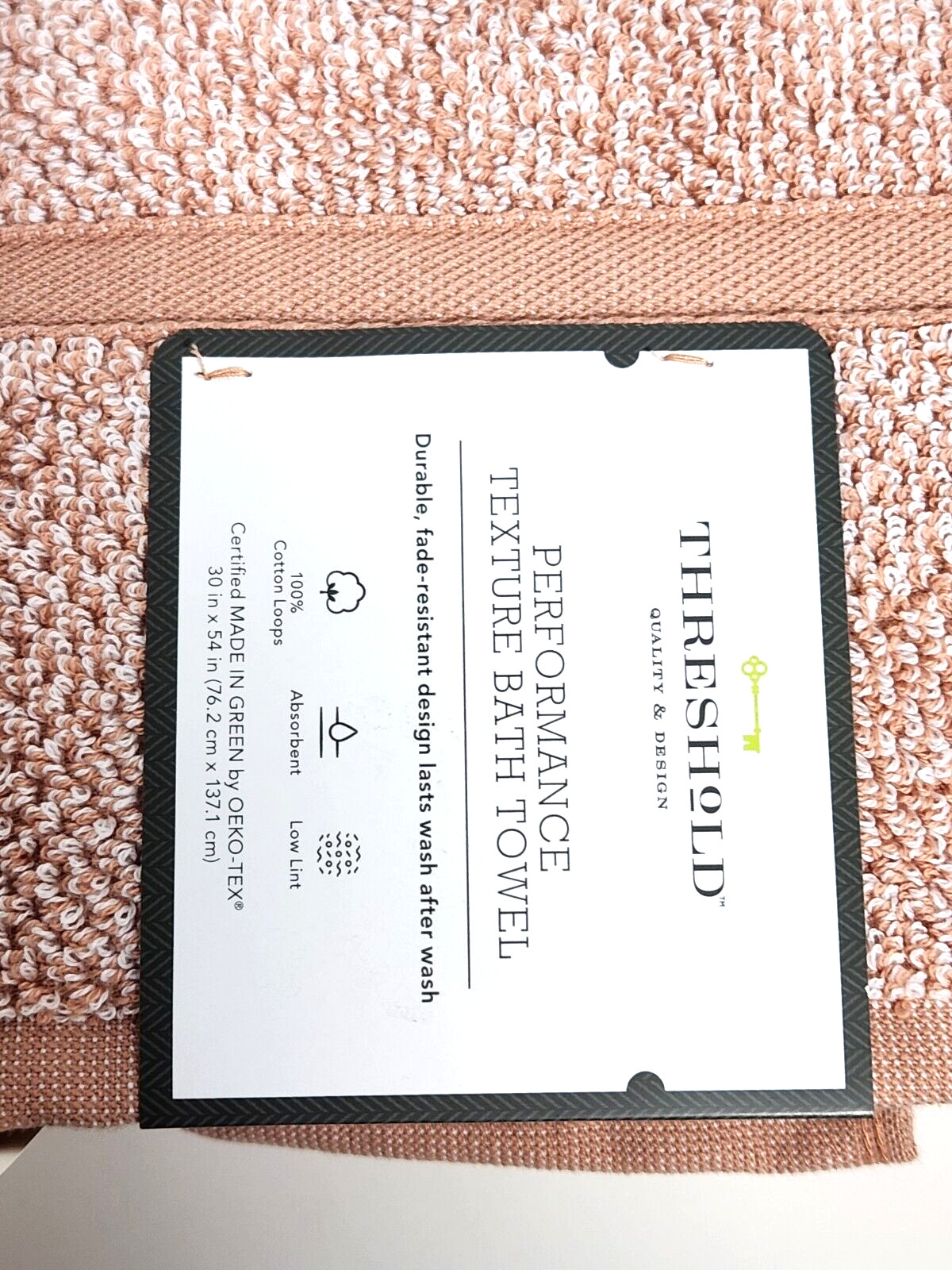 2 Threshold Performance Texture Bath Towels - Clay - New