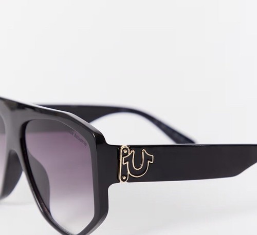 New Original TRUE RELIGION AVIATOR Sunglasses Oversized Acetate Black Horseshoe - Picture 2 of 6