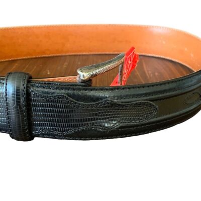 Tony Lama Cowgirl Western Black Leather Belt Size 34 Tony Lama Country Croc Black Western Belt | Pinto Ranch main image 4