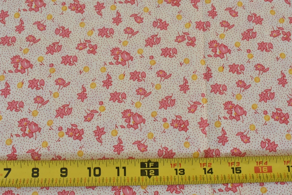 12" largo, rosa y amarillo floral sobre crema, Windham, libro de cuentos VI, c.1930, V361 Foto 2 de 4