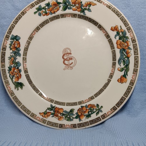 Vtg set of 2 1940s Syracuse China Dinner Plates 9.5 in. Indian Tree Pattern