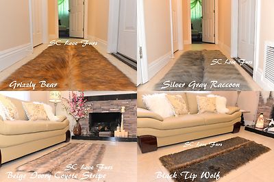 Runner Fur Area Rug Design Middle Seam Wolf Bear Grizzly Coyote Rectangle 008