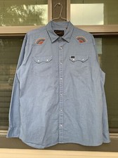Howler Bros Crosscut Deluxe Snapshirt XL Large Sunbeam Blue Chambray Long Sleeve