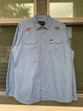 Howler Bros Crosscut Deluxe Snapshirt XL Large Sunbeam Blue Chambray Long Sleeve
