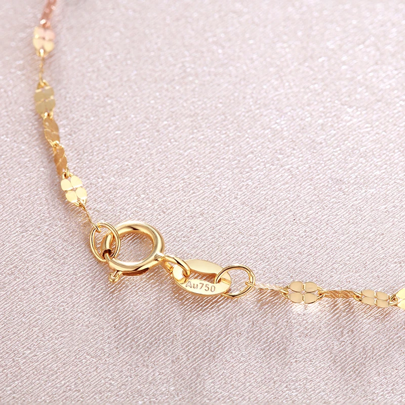 Novo Colar de Ouro Puro 18K Multitom Feminino Lucky Clover Link Chain / 15,7"L - Imagem 2 de 4