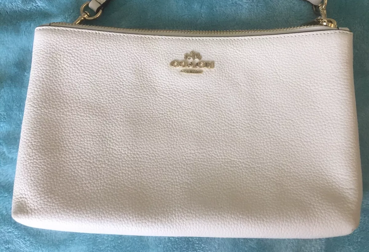 NWOT Coach Lyla Double Zip Crossbody Bag Purse Ivory Pebbled