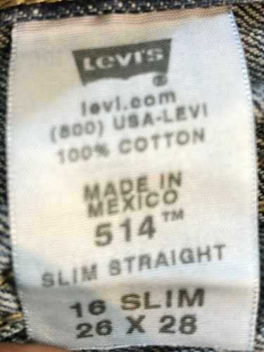 Levi's | 514 Slim Straight Jeans | Dark Wash Blue (Youth Size: 16 Slim) - Picture 4 of 4