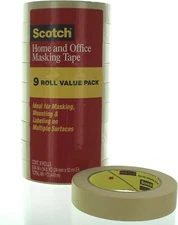 Scotch Home and Office Masking Tape, 0.94 Inch x 54.6 Yards, 9 Rolls