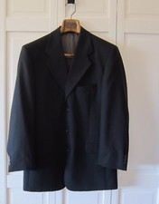 EMANUEL UNGARO, UNGARO UOMO BLACK 3 BUTTON VIRGIN WOOL BLAZER - sz 38 R,chest 40