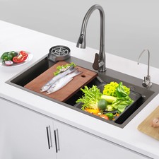 29.53 17.72" Stainless Steel Single Bowl Kitchen Sink with Pull-Out Faucet