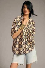 NWT Mille Resort & Travel Thalia Puff Sleeve Peasant Top Size S