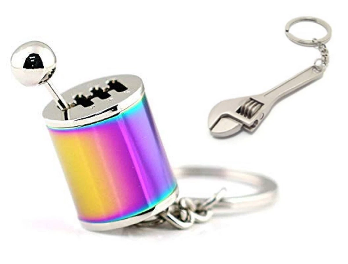 Neon Six Speed Manual Transmission Gear Shift Fidget Keychain Mini Wrench
