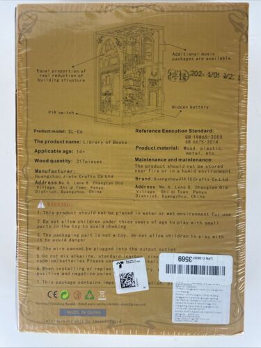 DIY Library of Books 3D Wooden Puzzle LED Light Model Kit Bookend SL-06-A - Picture 3 of 6
