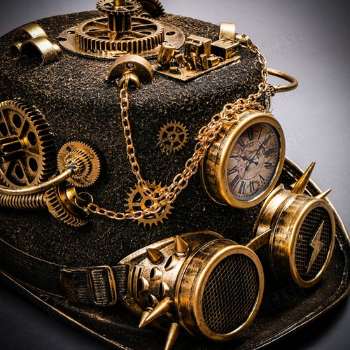 For Men & Women Steampunk Top Hat Victorian Costume Party Prom Top Hat Goggles - Picture 60 of 94