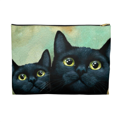 Accessory Pouch Cosmetic Bag black Cat 607 art painting by L.Dumas