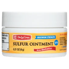 De La Cruz 10% Sulfur Ointment for Acne, USA 0.21 OZ, Trial Size     Exp 12/2027
