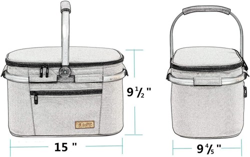 22L Pickniktasche Kühltasche Isoliertasche Einkaufskorb Thermo Kühlkorb Kühlbox - Bild 2 von 6