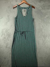 Banana Republic Womens Medium Dress Long Maxi Green Geo Side Slit Sleeveless