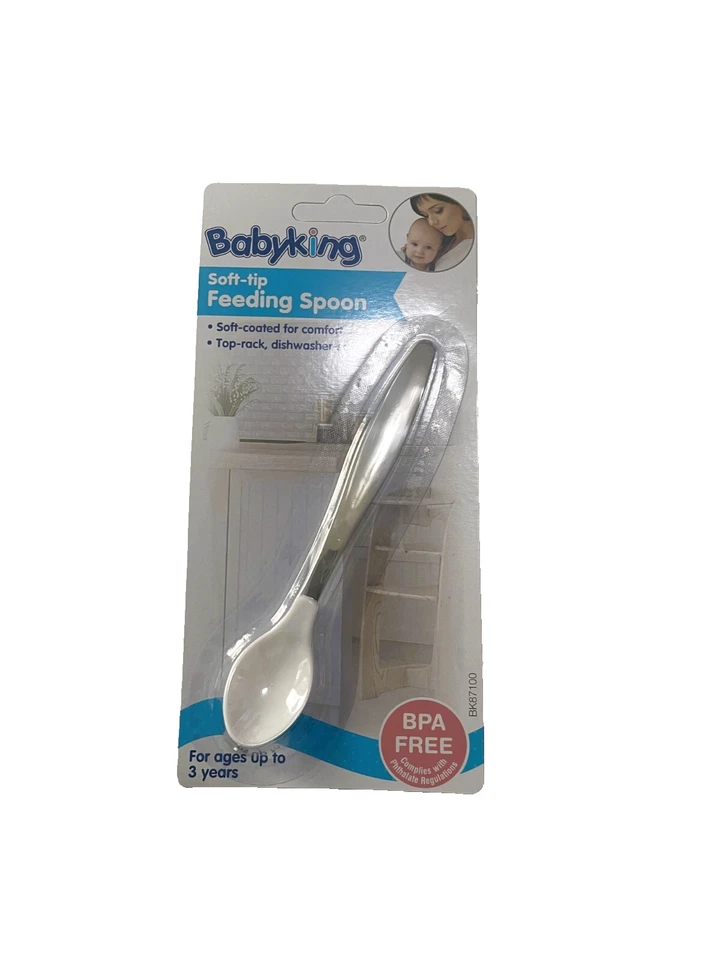Cuchara de alimentación de punta suave Baby King. Nuevo blanco 12pks, Foto 3 de 4