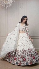 Exclusive Heavy Faux Georgette Lehenga Choli And White Dupatta For Function
