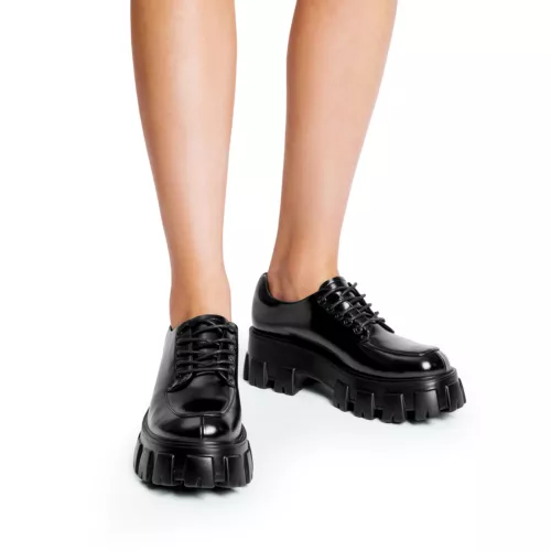 Damenschuhe Plateau Oxford-Schuhe klobig Schnürschuhe bequem elegant - Bild 6 von 27