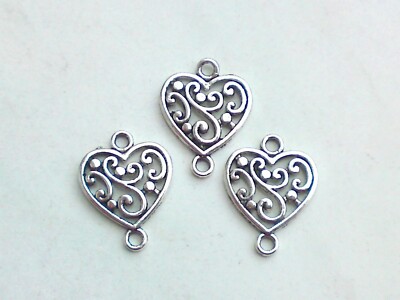 10x Verbinder Herz 19x15mm Anhänger Schmuckverbinder Armband Kette Deko Basteln