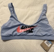 Nike Swim NESSD293 Women's Sz MED Cobalt Blue Logo Scoop Neck Bikini Top NWT